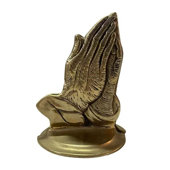 Vintage Brass Praying Hands Book Ends Used MCM - Picture 16 of 16